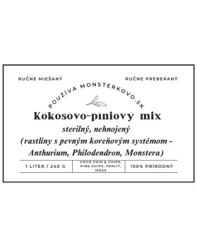 Kokosovo-píniový mix s aktívnym uhlím (vzdušný substrát pre aroidy)